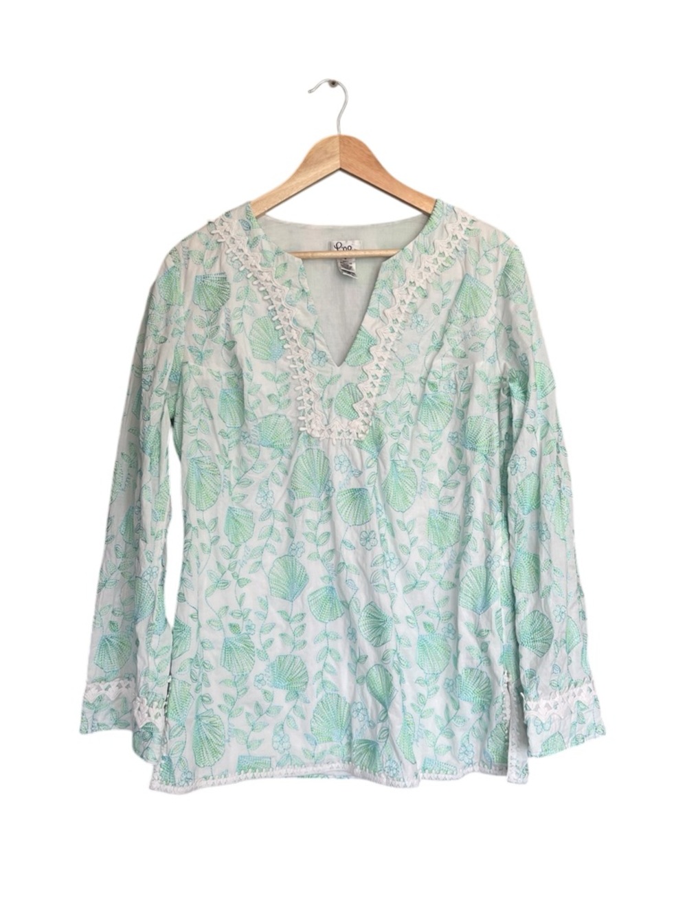 VTG Lilly Pulitzer Seashell Embroidery Tunic Top